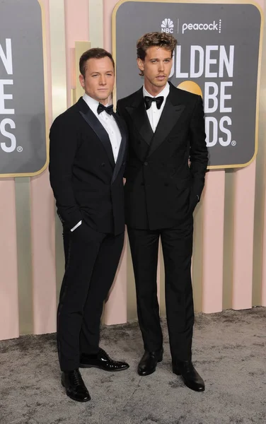 Taron Egerton Austin Butler 80Th Annual Golden Globe Awards Held —  Fotos de Stock