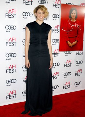 Greta Gerwig, 14 Kasım 2016 'da ABD' nin Hollywood kentindeki TCL Çin Tiyatrosu 'nda düzenlenen' Jackie 'nin AFI FEST 2016 Merkez Gala Gösterimi' nde.