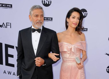 George Clooney ve Amal Clooney, 7 Haziran 2018 'de ABD' nin Hollywood kentindeki Dolby Tiyatrosu 'nda George Clooney' nin 46..