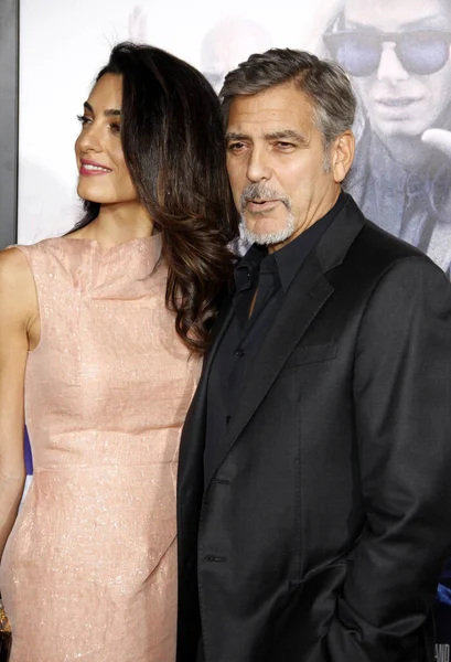 Hollywood Eua Outubro 2015 Amal Clooney George Clooney Estreia Los — Fotografia de Stock