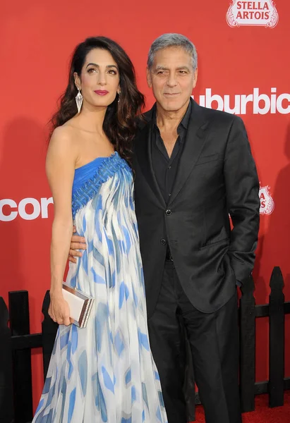 Amal Clooney George Clooney Premierze Suburbicon Regency Village Theatre Westwood — Zdjęcie stockowe