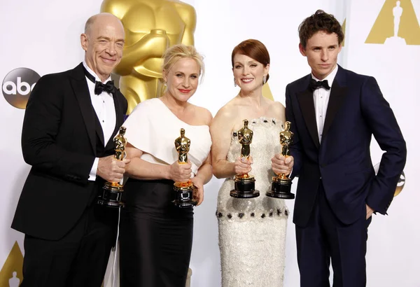 Simmons Patricia Arquette Julianne Moore Eddie Redmayne 87Th Annual Academy — Stock Photo, Image