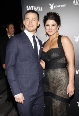 Channing Tatum ve Gina Carano, 5 Ocak 2012 'de ABD' nin Hollywood kentindeki DGA Tiyatrosu 'nda düzenlenen' Haywire 'ın Los Angeles galasında.