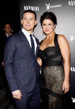 Channing Tatum ve Gina Carano, 5 Ocak 2012 'de ABD' nin Hollywood kentindeki DGA Tiyatrosu 'nda düzenlenen' Haywire 'ın Los Angeles galasında.