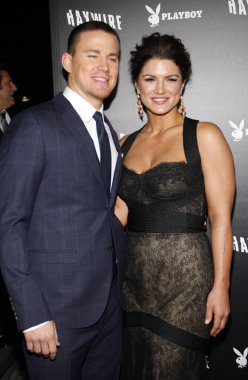 Channing Tatum ve Gina Carano, 5 Ocak 2012 'de ABD' nin Hollywood kentindeki DGA Tiyatrosu 'nda düzenlenen' Haywire 'ın Los Angeles galasında.