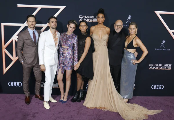 stock image Luis Gerardo Mendez, Jonathan Tucker, Patrick Stewart, Elizabeth Banks, Ella Balinska, Kristen Stewart and Naomi Scott at the Los Angeles premiere of 'Charlie's Angels' held at the Regency Village Theater in Westwood, USA on November 11, 2019.