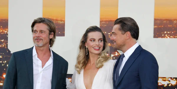 Brad Pitt Leonardo Dicaprio Och Margot Robbie Los Angeles Premiären — Stockfoto