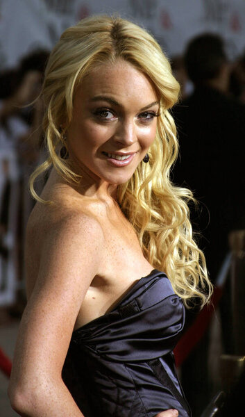 Lindsay Lohan at the Los Angeles Premiere of "Mr. & Mrs. Smith" held at the Mann's Village Theater in Westwood, USA on June 7, 2005.
