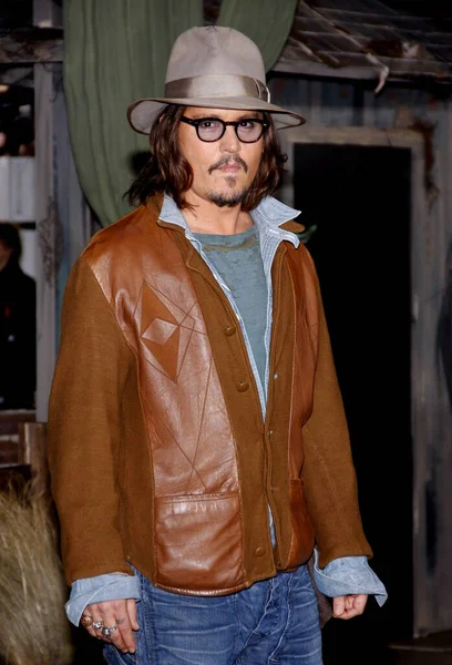 Johnny Depp Alla Prima Los Angeles Rango Tenutasi Regency Village — Foto Stock