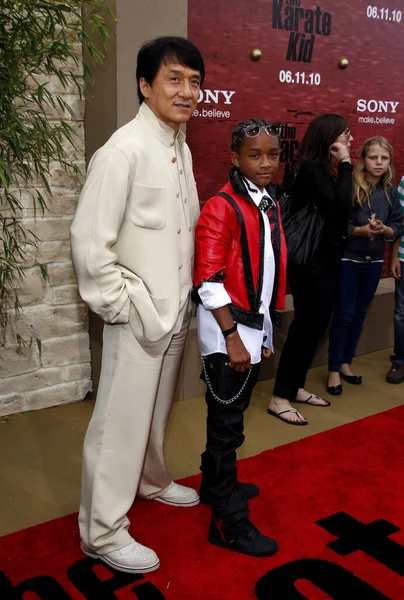 Jackie Chan Jaden Smith Los Angeles Premiere Karate Kid Held — Stock Photo, Image