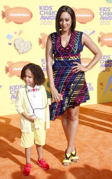 Tia Mowry Hardrict Son Cree Hardrict 2015 Nickelodeon Kids Choice — Stock Photo, Image