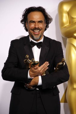 Alejandro Gonzalez Inarritu, 87. Yıllık Akademi Ödülleri 'nde Los Angeles' taki Loews Hollywood Oteli 'nde düzenlenen basın odasında. 22 Şubat 2015. 