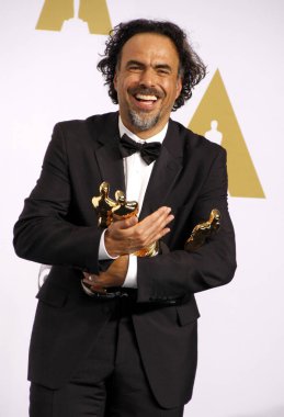 Alejandro Gonzalez Inarritu, 87. Yıllık Akademi Ödülleri 'nde Los Angeles' taki Loews Hollywood Oteli 'nde düzenlenen basın odasında. 22 Şubat 2015. 