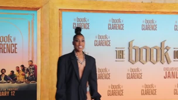 Jonica Booth Los Angeles Bemutatóján Book Clarence Tartott Akadémiai Mozgókép — Stock videók