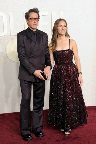 Robert Downey Και Susan Downey Στα 81St Annual Golden Globe — Φωτογραφία Αρχείου