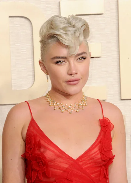 stock image Florence Pugh at the 81st Annual Golden Globe Awards held at the Beverly Hilton Hotel in Beverly Hills, USA on January 7, 2024.