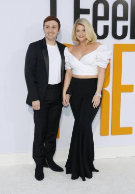 Daryl Sabara and Meghan Trainor at the Los Angeles premiere of 'I Feel Pretty' held at the Regency Village Theatre in Westwood, USA on April 17, 2018.