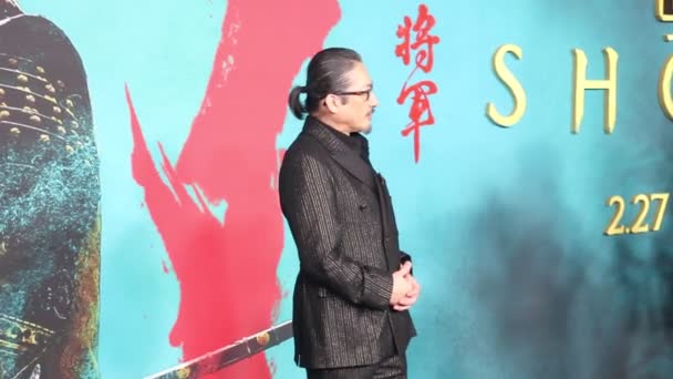 Hiroyuki Sanada Los Angeles Première Van Shogun Gehouden Het Academy — Stockvideo