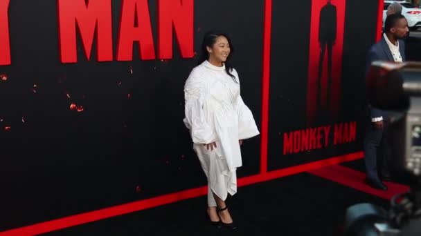 Stephanie Hsu Los Angeles Premiere Monkey Man Held Tcl Chinese Royalty Free Stock Video