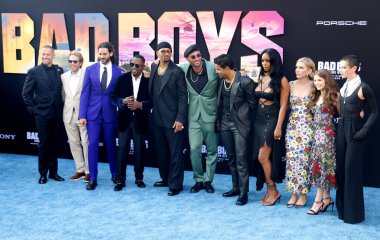 Ioan Gruffudd, Jerry Bruckheimer, Adil El Arbi, Martin Lawrence, Will Smith, Bilal Fallah, Jacob Scipio, Tasha Smith, Rhea Seehorn, Quinn Hemphill and Jenna Kanell at the Los Angeles premiere of 'Bad Boys: Ride or Die' held at the TCL Chinese Theater clipart