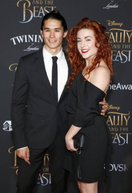 Hollywood, ABD El Capitan Tiyatrosunda hatayı Stewart ve Megan eğitmen 'Güzellik ve Beast' Los Angeles galasında 2 Şubat 2017 düzenlenen.