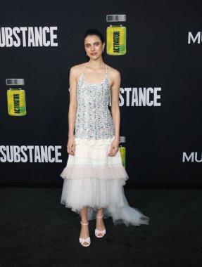 Margaret Qualley at the Los Angeles premiere of 'The Substance' held at the DGA Theater in Hollywood, USA on September 16, 2024. clipart