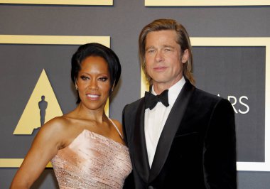 Brad Pitt ve Regina King, 9 Şubat 2020 'de Hollywood Dolby Tiyatrosu' nda düzenlenen 92. Akademi Ödülleri 'nde basın odasında..