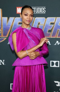 Zoe Saldana 'Yenilmezler' in dünya prömiyerinde 22 Nisan 2019 'da Los Angeles' taki La Convention Center 'da düzenlendi..