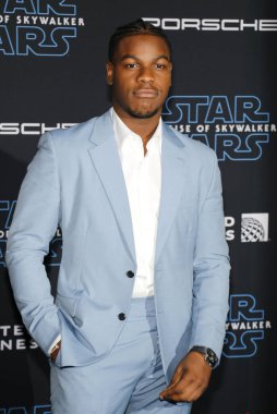 John Boyega Disney 'in Yıldız Savaşları' nın dünya prömiyerinde 16 Aralık 2019 'da Hollywood Dolby Tiyatrosu' nda düzenlendi..