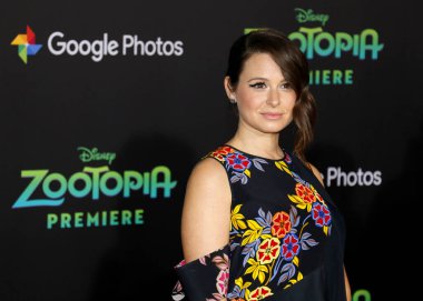 Katie Lowes at the Los Angeles premiere of 'Zootopia' held at the El Capitan Theater in Hollywood, USA on February 17, 2016. clipart