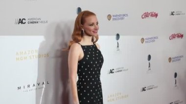 Jessica Chastain, Beverly Hills, ABD 'deki Beverly Hilton Oteli' nde 6 Aralık 2024 'te düzenlenen 38..