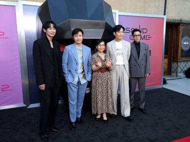 Park Sung Hoon, Lee Byung-hun, Kang Ae-shim, Lee Jung-jae ve Choi Seung-hyun Netflix 'in' Kalamar Oyunu 2 'ATAS etkinliği 30 Mayıs 2025 tarihinde Hollywood, ABD' deki Mısır Tiyatrosu 'nda gerçekleşti..