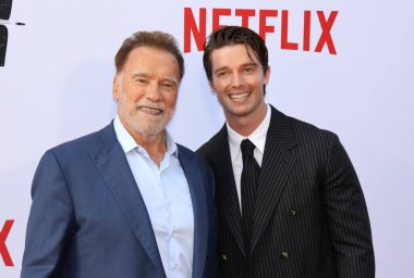 Arnold Schwarzenegger ve Patrick Schwarzenegger Netflix 'in' Fubar 'ikinci sezon galasında 11 Haziran 2025' te Hollywood, ABD 'deki Tudum Tiyatrosu' nda gerçekleştirildi..