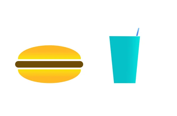 Illustration Eines Hamburgers Und Einer Tasse Limo Liegen Nebeneinander — Stockfoto