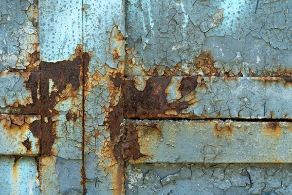 Roestige Metalen Textuur Met Schilferende Verf — Stockfoto
