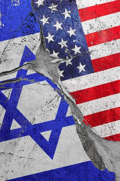 stock image Illustration of the crack between the flags of Israel and the United States, the concept of a global crisis in political and economic relations