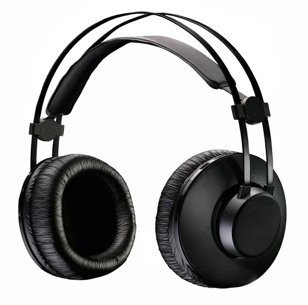 stock image Side view black headphones isolated on white