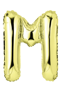 M harfinin altın rengi balonu şeffaftır.