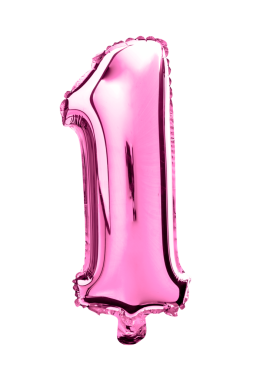 Pembe balondaki bir numara saydam balonda izole edilmiş.