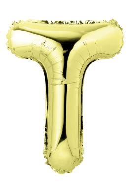 T harfinin altın rengi balonu şeffaf üzerinde izole edilmiş. 