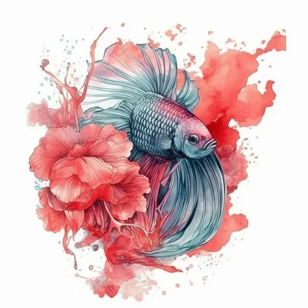 Watercolor painting of a special betta fish