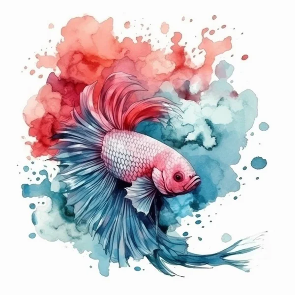 Watercolor painting of betta fish