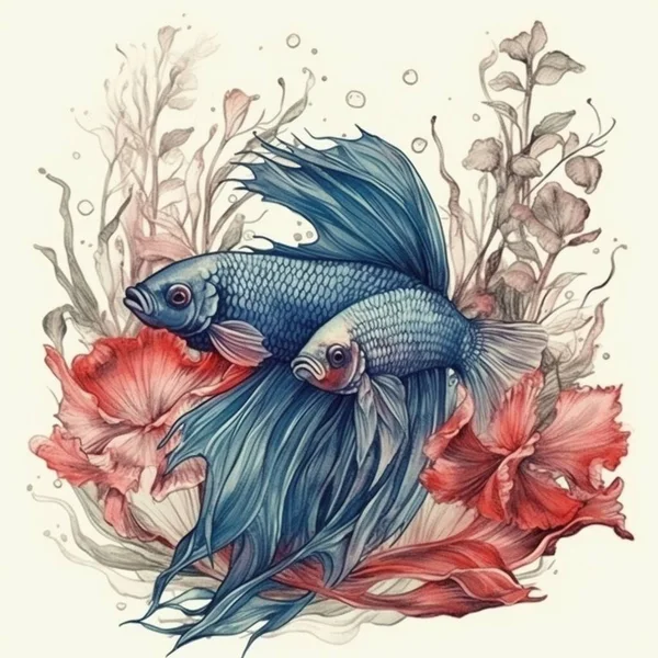 Watercolor painting of beautiful betta fish