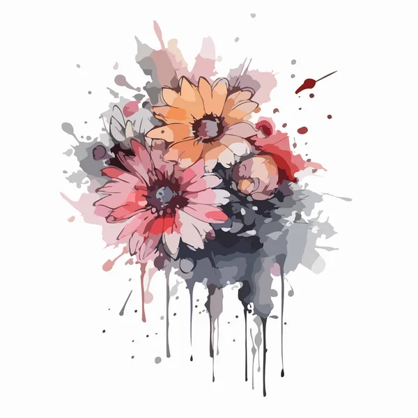 Illustration of a bouquet of flowers, watercolor painting of flowers