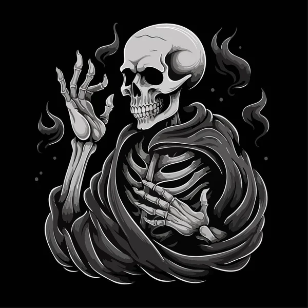 skull illustration. Black background skull king