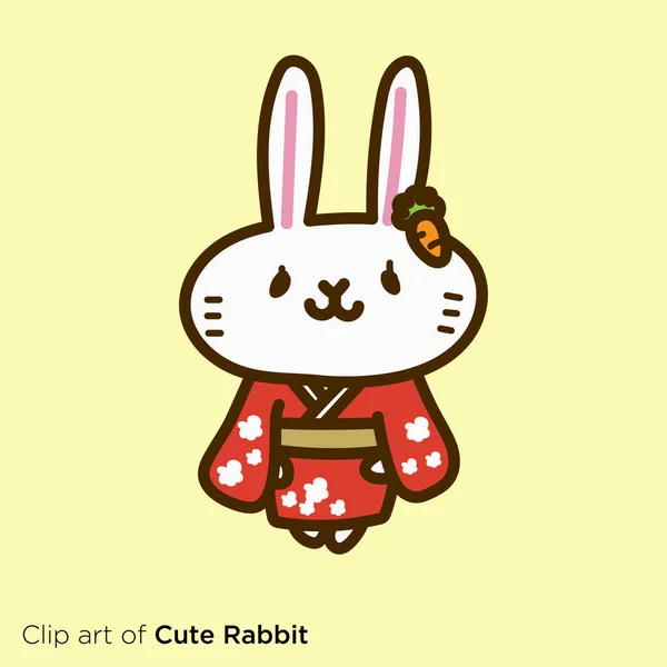 Kaninchen Charakter Illustration Serie Kaninchen Kimono Weiblich — Stockvektor