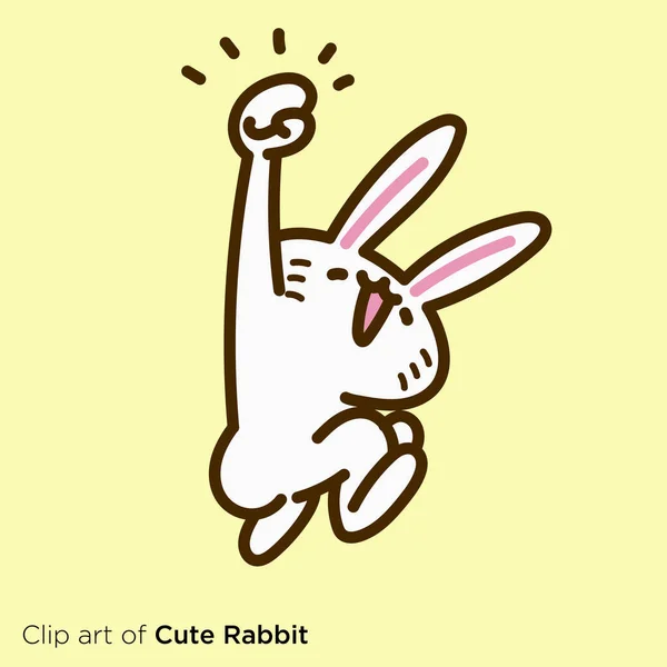 Coniglio Personaggio Illustrazione Serie Coniglio Saltare Alla Vittoria — Vettoriale Stock