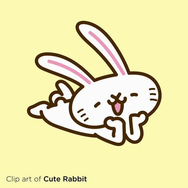 Tavşan Karakteri Çizim Serisi Rabbit Mutlu Görünüyor — Stok Vektör