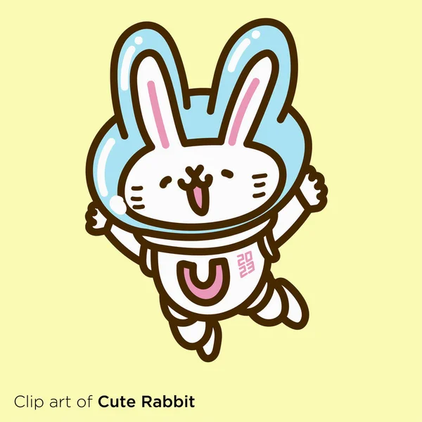 Kaninchen Charakter Illustration Serie Kaninchen Weltraum Schwimmen — Stockvektor