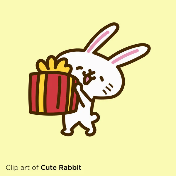 Hasenfigur Illustrationsserie Kaninchen Mit Geschenk — Stockvektor
